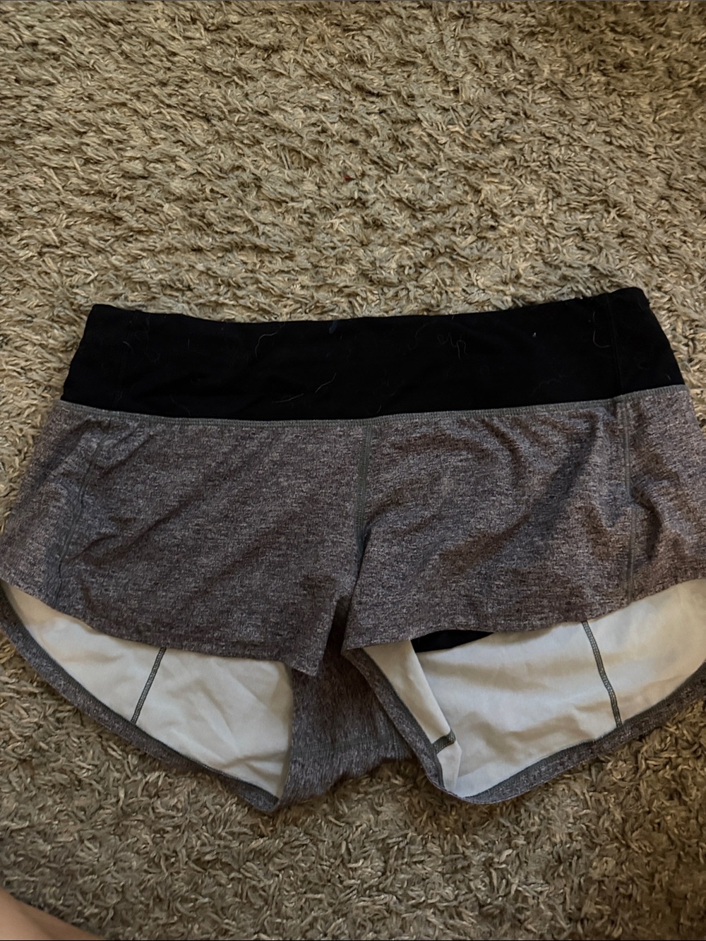 lululemon athletica Gray Athletic Shorts with Black Waistband